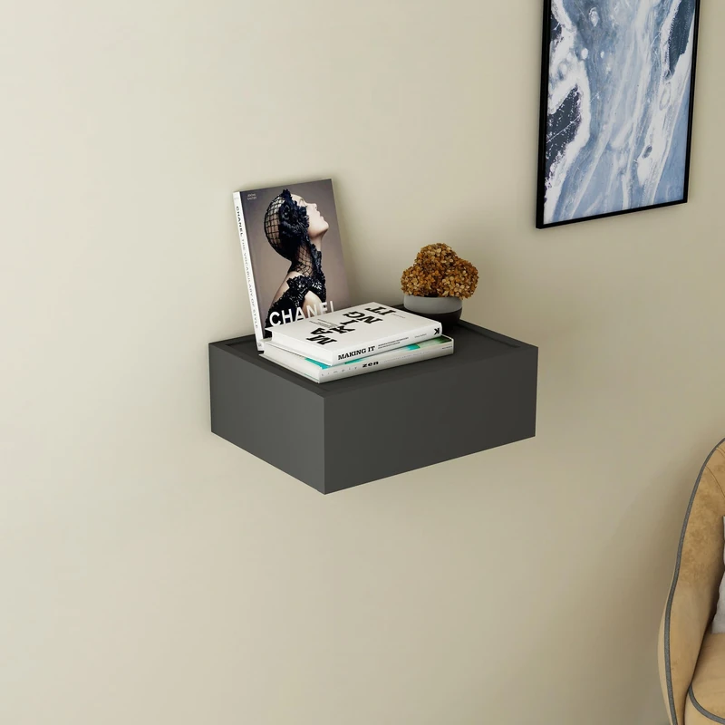 Stylish Wall Shelf, Anthracite, 40 x 14.6 x 31.4 cm, 100% Chipboard, Wall-Mountable, Perfect for Modern Home Decor and Organization - Image 1