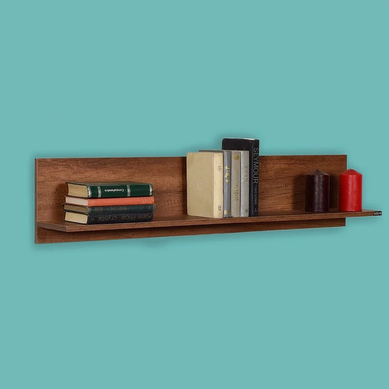 Hanah Home Stylish Wall Shelf, 120 cm x 25 cm x 20 cm, 100% Melamine Coated Particle Board, 16 mm Thick, Oslo & Walnut Colours, Perfect for Modern Decor