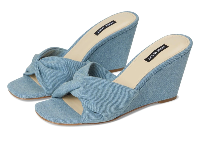 Nine West Women's Nikhil Wedge Sandal, Light Blue Denim 450, 4.5 UK - Image 1