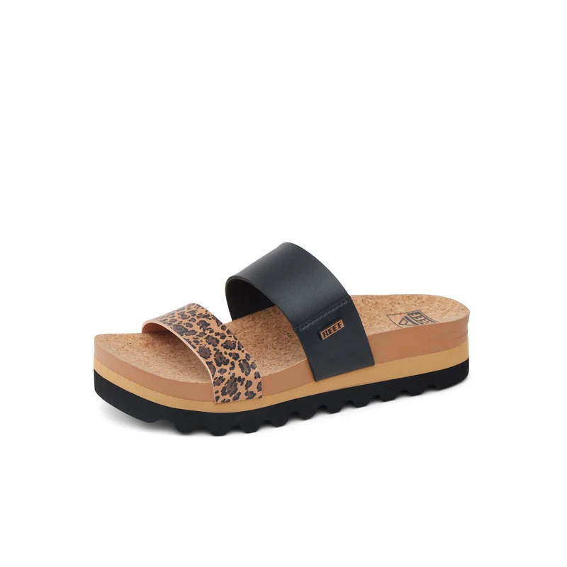 Reef Women's Cushion Vista Hi Slide Sandal, Leopard Duo, 6.5 UK