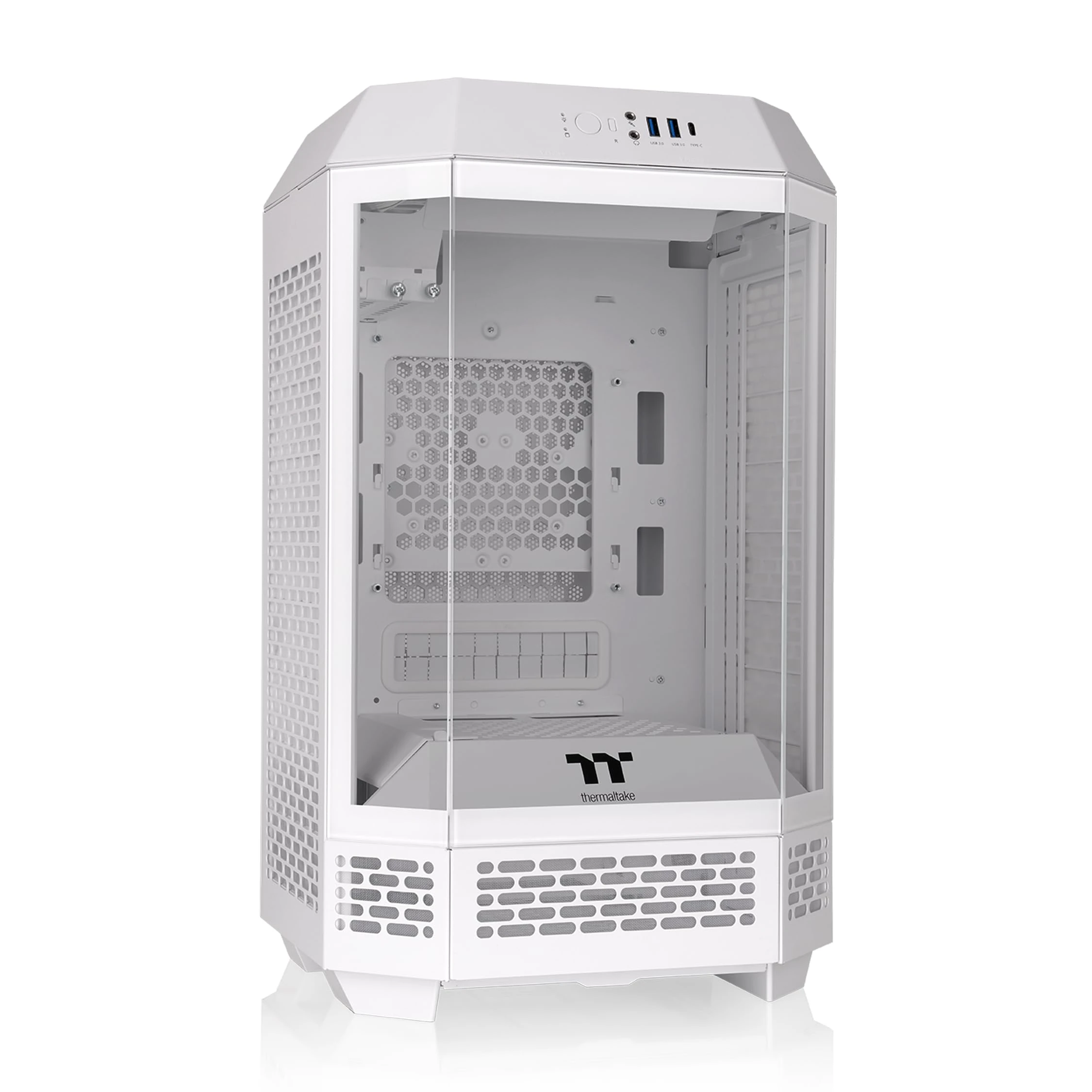 Thermaltake Tower 250 Snow Mini-ITX Mini Tower; 2x120mm CT Fans Included; 360mm Radiator Support; 360mm GPU Clearance; Dual Chamber; CA-1Z9-00S6WN-00