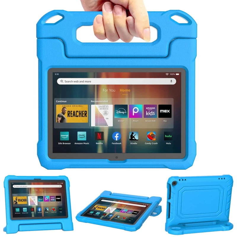 Fire HD 8 Tablet Case Kids (12th/10th Gen, 2024/2022/2020) - TrendGate Lightweight Shockproof 8'' Cover with Kid-friendly Handle Stand for Kindle Fire HD 8/Plus/Kids/Pro Tablet, Not for iPad TCL, Blue