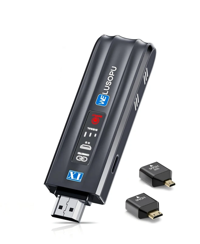 Wireless HDMI Transmitter with Smart LED Display, Wireless HDMI Transmitter for Multiple Laptops, Transmitter Only, Paired Receiver Required）