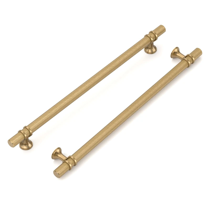 Coinkoly 10 Pack 10"(254mm) Champagne Bronze Cabinet Pulls Knurled Kitchen Cabinet Handles Drawer Pulls Champagne Gold Cupboard Hardware for Cabinets CK0027