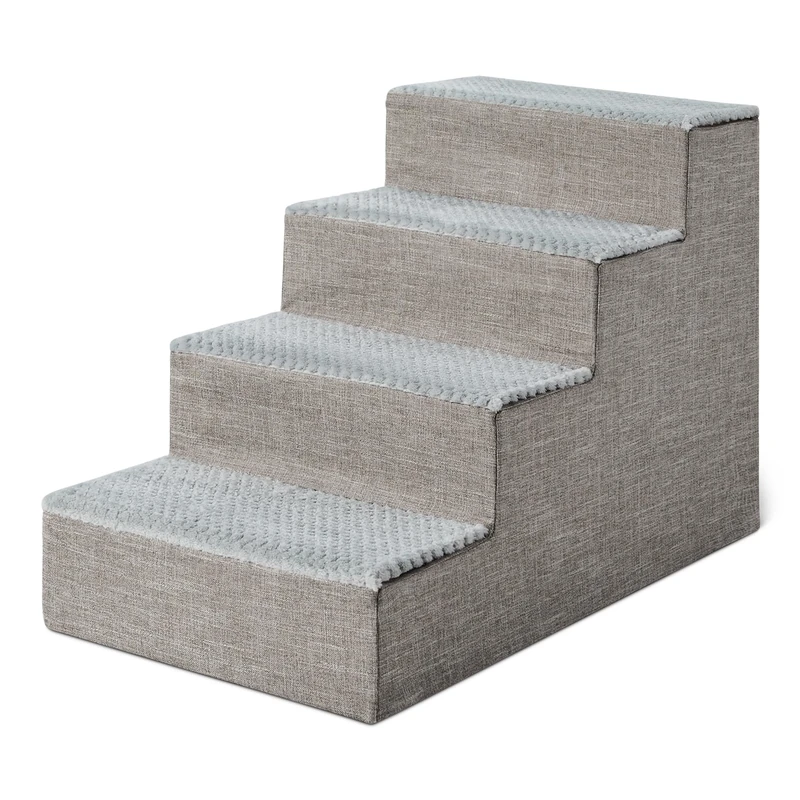 Amazon Basics Dog Steps,46.7 cm H, 4-Step Dog Stairs for High Bed Couch and Sofa, Non-Slip Bottom Pet Stairs for Indoor Dogs and Cats, Grey
