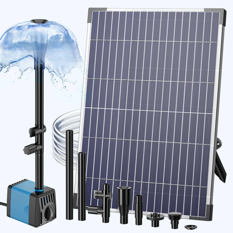 Biling Solar Pond Foundtain 12W 450L/H Solar Water Pump with Filter 5ft Tubing DIY Water Feature for Garden Ponds, Pool, Fish Tank