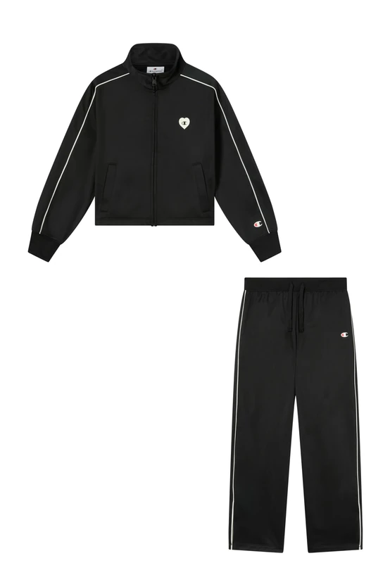 Champion Girls' fleece tracksuit, set of full-zip sweatsuit and joggers with logo, drawcord waistband