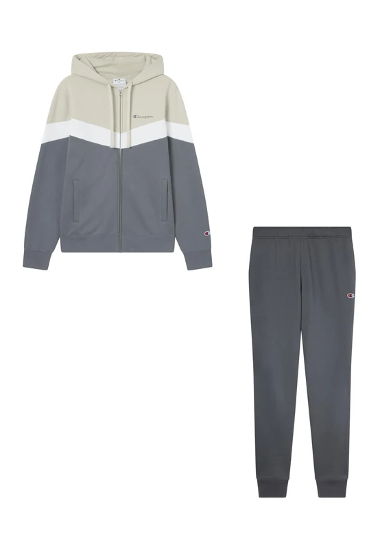 Champion Men’s Fleece Full Zip Sweatsuit, sport set, soft and warm fleece, contrast chest bands, with pockets logo