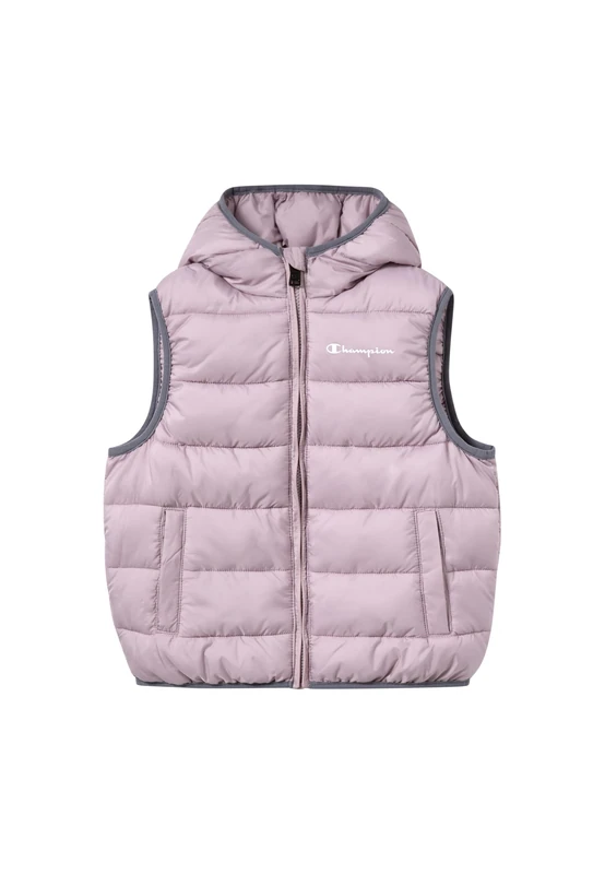 Champion Kids' Padded Hooded Vest with Full Zip, water-repellent, light padding, wind protection, ciré shiny finish, Outdoor and Leisure