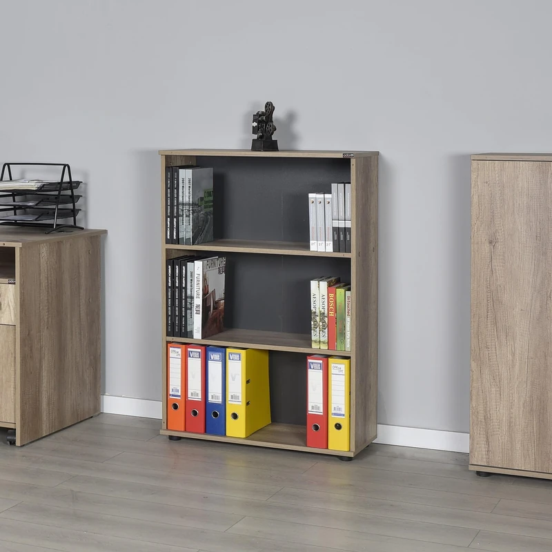 Stylish Light Walnut Bookshelf, 72 cm x 109 cm x 34 cm, 100% Melamine Coated Particle Board, 16 mm Thickness, Ideal for Modern Home & Office Decor