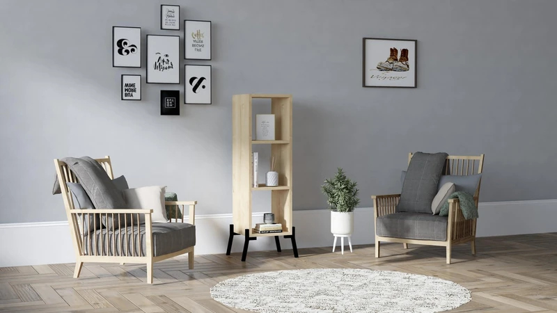 Modern Sapphire Bookshelf, 100% Melamine Coated Particle Board, 30 x 101 x 30 cm, 18 mm Thickness, Industrial & Scandinavian Design, Perfect for Home and Office - Image 1
