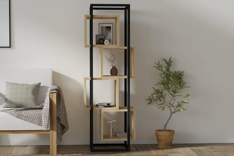 Modern Sapphire Bookshelf, 140 cm Height, 44 cm Width, 29 cm Depth | 100% Melamine Coated Particle Board, 18 mm Thick | Stylish Industrial & Scandinavian Design - Image 1
