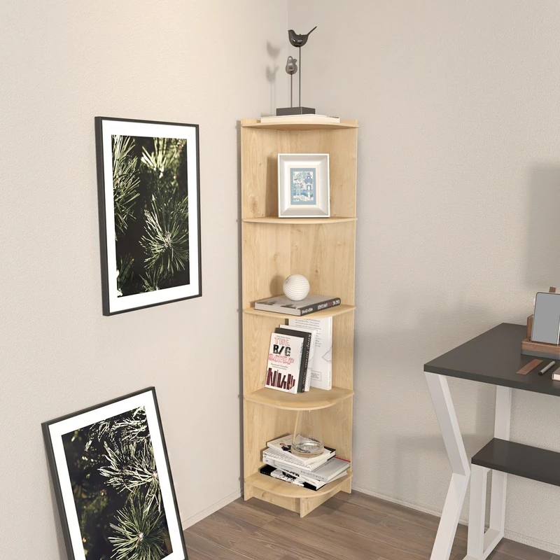 Stylish Oak Bookshelf, 138 cm Height, 28 cm Width, 30 cm Depth | 100% Melamine Coated Particle Board, 8 mm Thickness | Perfect for Modern Home Decor - Image 1