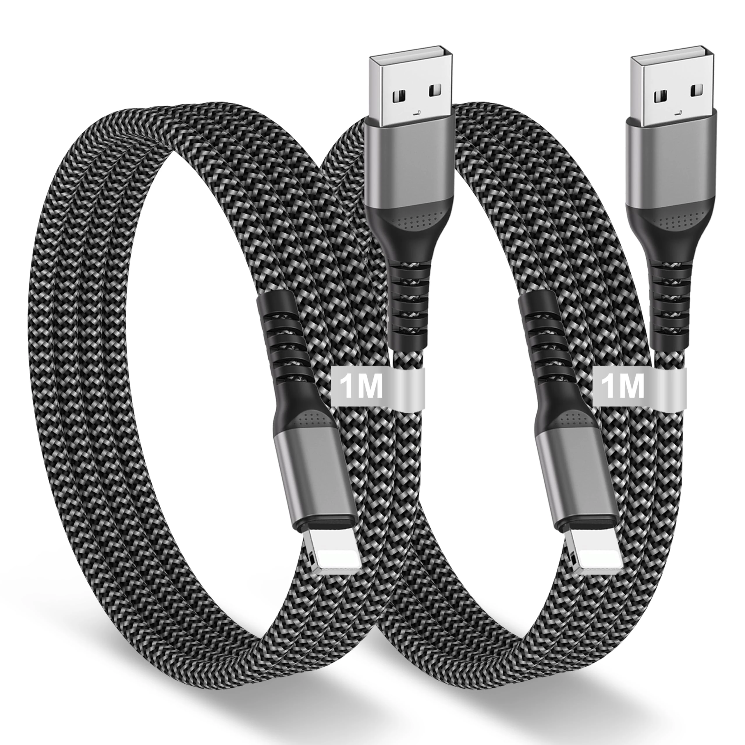 BLITEZZ iPhone Charger Cable 1M 2Pack, MFi Certified USB to Lightning Cable Braided Phone Wire Fast Charging, Charge for Apple Wire Charger Lead Cord for iPhone 14/13/12/11/10/Pro/X/8/7/iPad Mini