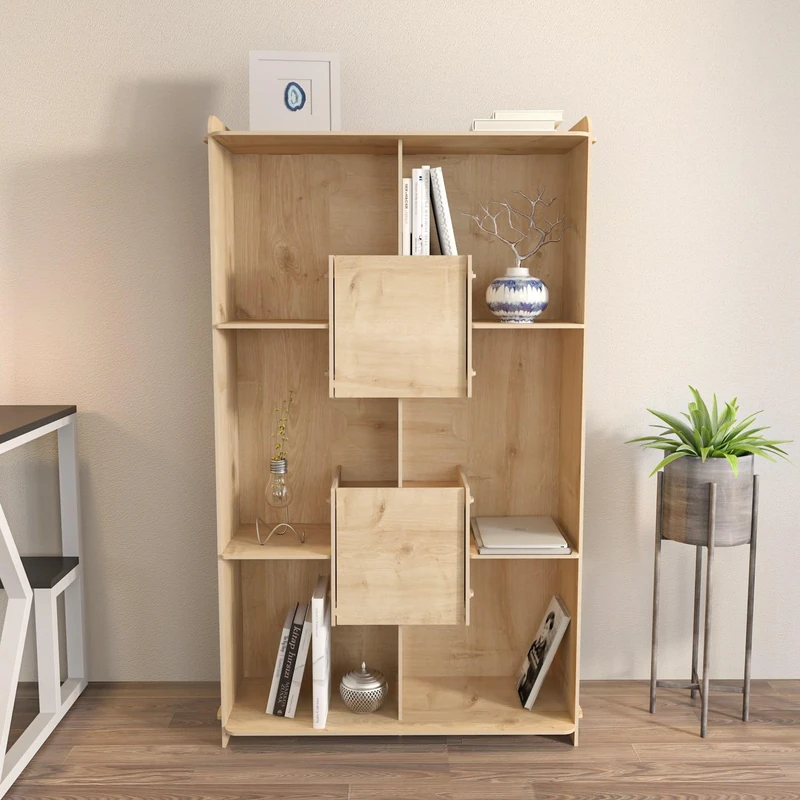 Stylish Oak Bookshelf, 83 cm x 138 cm x 27 cm, 100% Melamine Coated Particle Board, 8 mm Thickness, Perfect for Modern Home & Office Decor