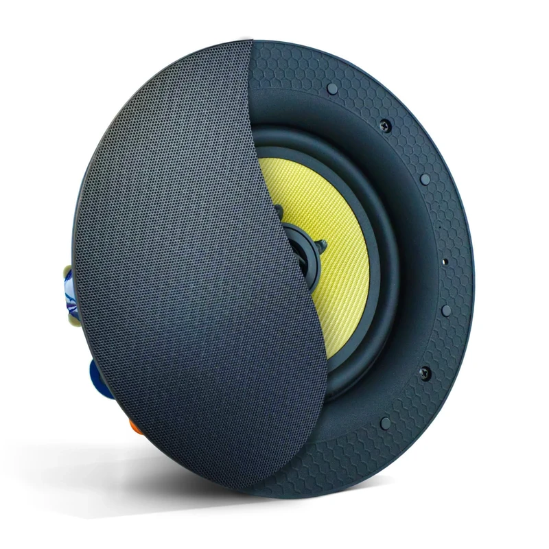 AudioKraft PCS-60T-BK 6.5" Low-Profile Ceiling Speaker, 100V/8 Ohms, Black - Ideal for Commercial, Restaurant, Pub, Bar, Retail, Background & Foreground Music