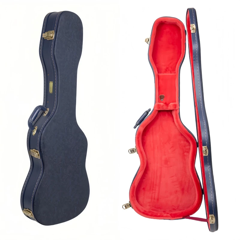 Crossrock Relief Series Electric Guitar Case for Telecaster & Stratocaster Style | Carved Ocean Blue Finish, Deep Scarlett Velvet Interior, Lock – Premium Wooden Hardshell -Ocean Blue (CRW630STOB)