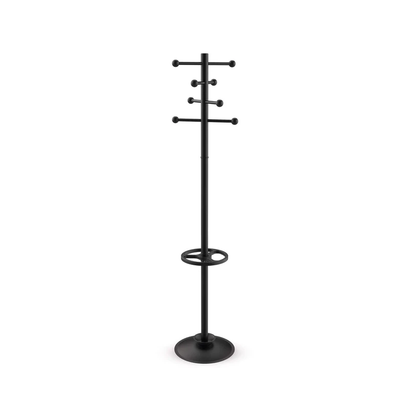 MAUL MAULsapphire coat rack 35 x 35 x 171 cm | Coat rack on feet with 8 hooks | Entrance cabinet for office, reception area | Stable steel cloakroom | Black
