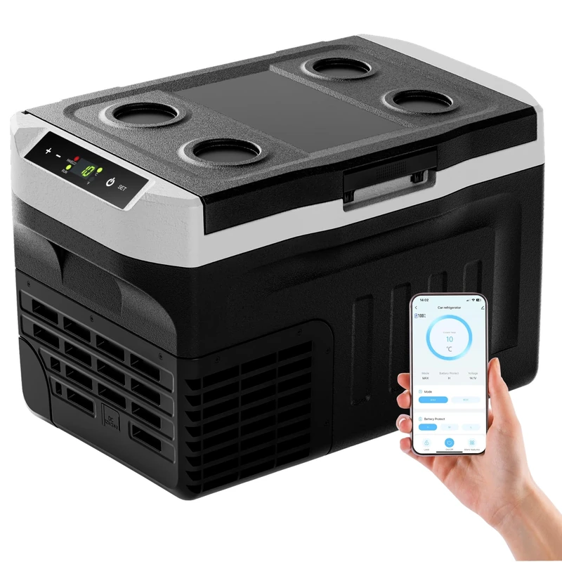 EUHOMY 21L Car Fridge Freezer (-20℃~20℃) | Compressor Cooler 12/24V DC & 230V AC (UK Plug) | Ultra - Quiet<43dB | APP Control & Energy Saving Mode | for Caravan, Camping, Home, RV