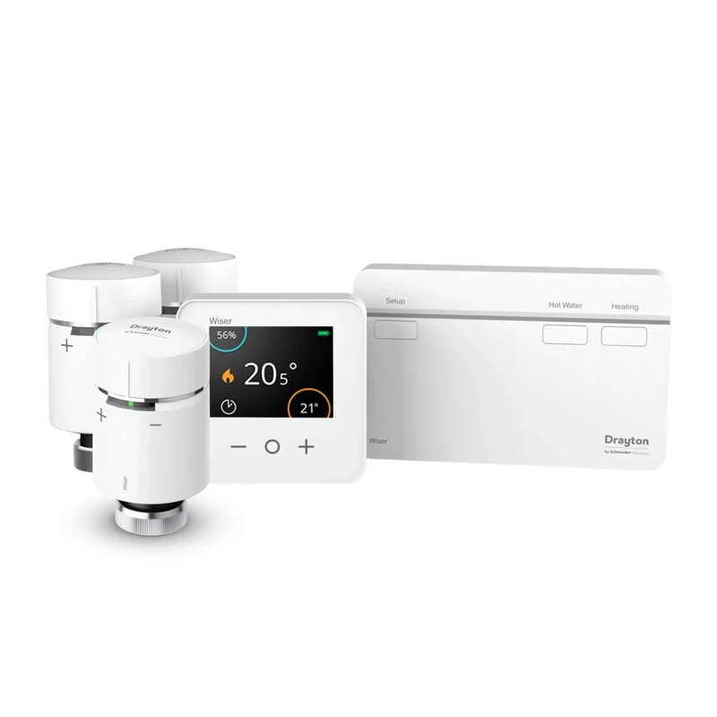 Drayton Wiser Smart Thermostat & Radiator TRV - Complete Heating & Hot Water Control From Anywhere for Conventional Boiler - DIY Install, White