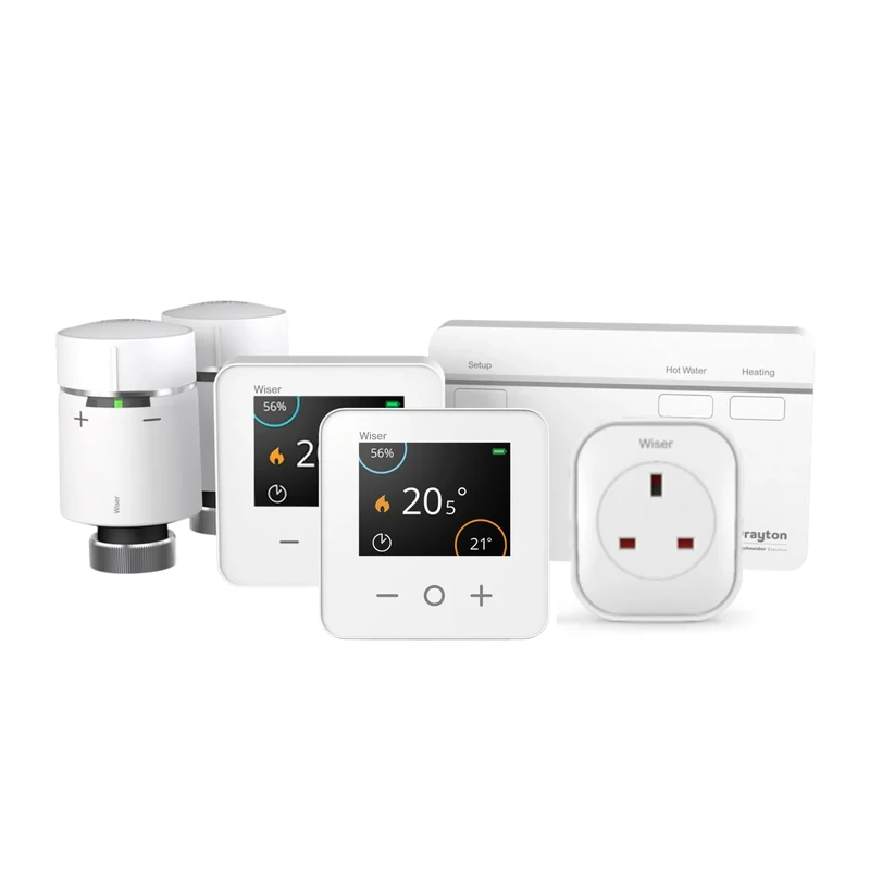 Drayton Wiser Smart Thermostat Kit 3 with 2 TRVs & Smart Plug - Complete Heating & Hot Water Control - Compatible with Boilers, White