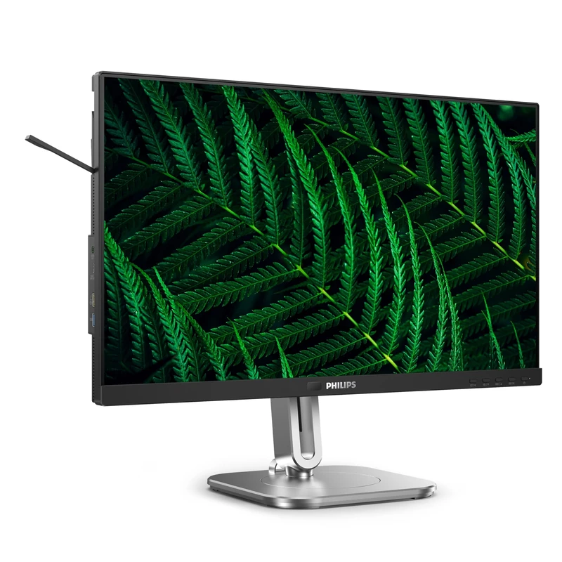PHILIPS 24B2G5301-24 inch Full HD monitor, height adjustable, speakers, Adaptive Sync (1920x1080, 100 Hz, 1x HDMI 1.4, 1x DisplayPort 1.2, 1x USB-C (100W PD), USB Hub, RJ45) dark gray