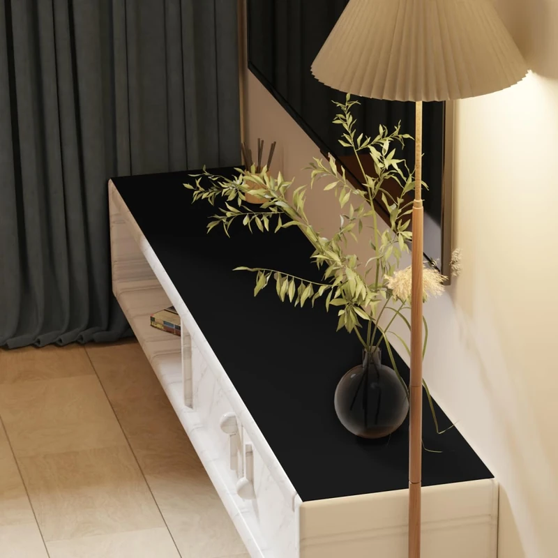 Zinkooat Faux Leather Table Cover,1.8mm Thick,17x72 Inch Desk Cover,Dresser Cover Top,Dresser Protector Top,Dresser Cover,End Table Cover.(Black+Black,17x72)