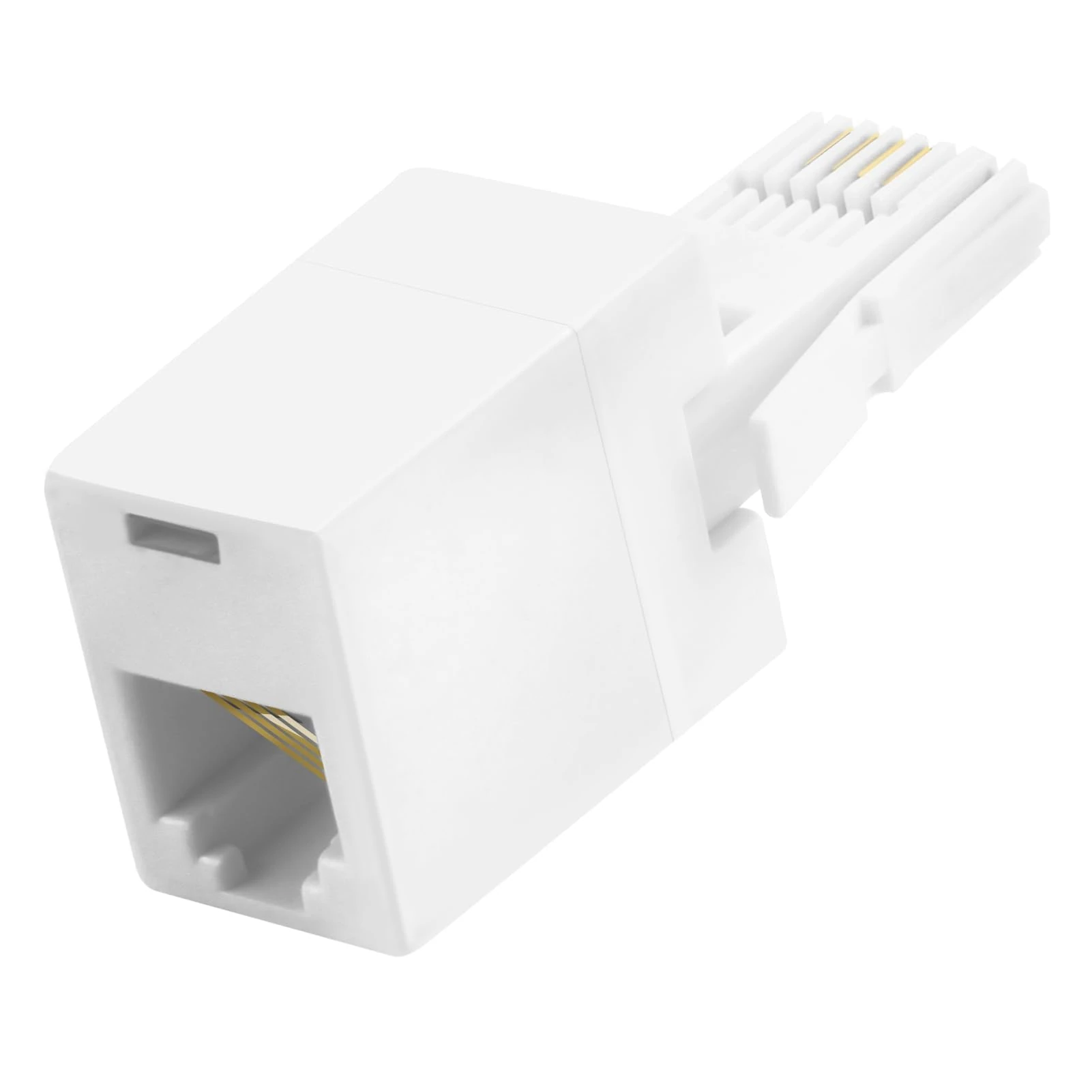 BT Telephone Line Adapter RJ11 Socket Female Jack to BT Male Plug RJ11 6P4C 4 Wire Converter for UK Landline Phone Cord Home & Office Fax Modem Extender, White