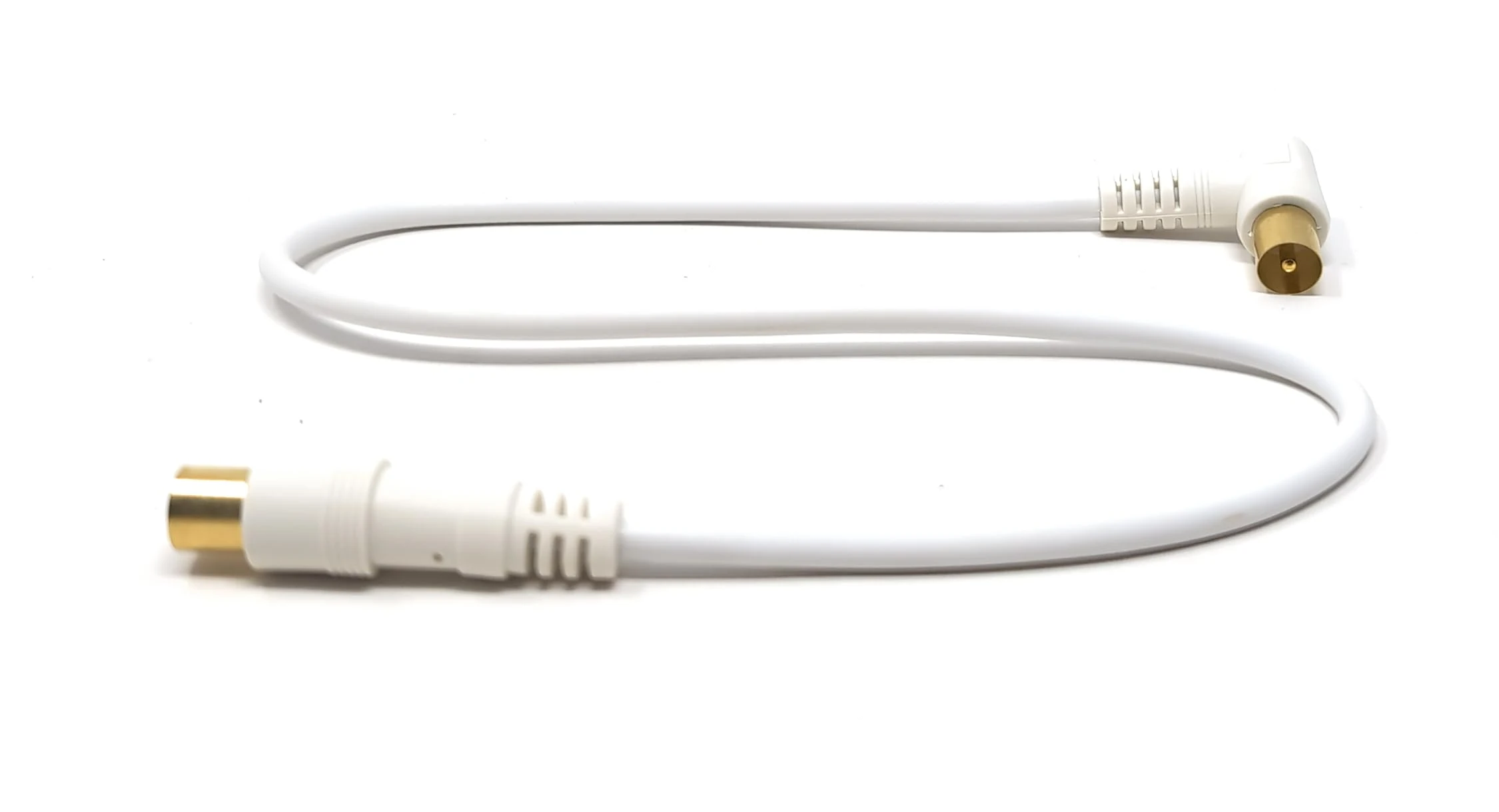 mCore TV Aerial Coaxial Cable, Male to Male, Gold Plated Connectors, Shielded for Digital and Analogue Signals, Compatible with Freeview, Freesat, Sky Box, Sat and BT TV (90 Angled, 0.5m)