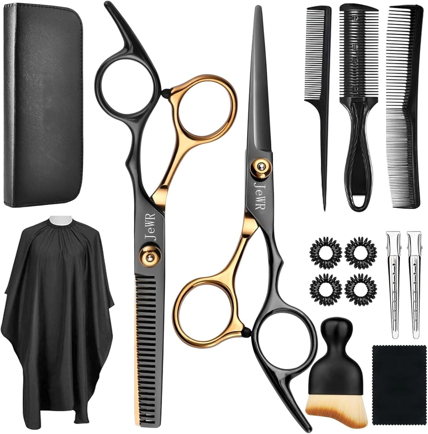 Hairdressing Scissors, 15 Pcs Thinning Scissors Kit, Professional Hairdressing Kit with Protective Case, Extra Sharp and Precise for Hair and Beard for Hairdresser/Hairdresser/Beard