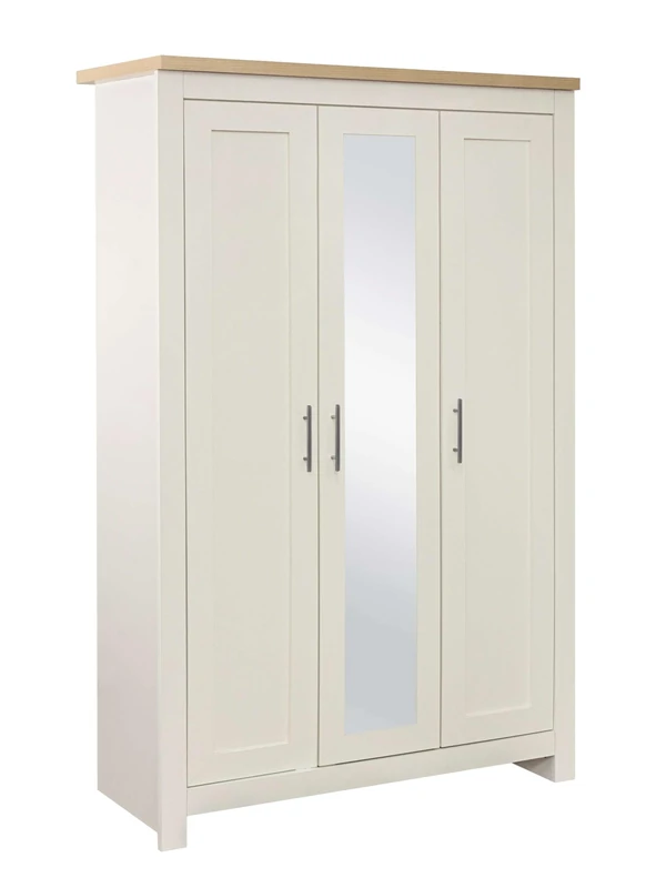 Birlea 3 Door Mirror Wardrobe Cream Oak Highgate Farmhouse Shabby Chic