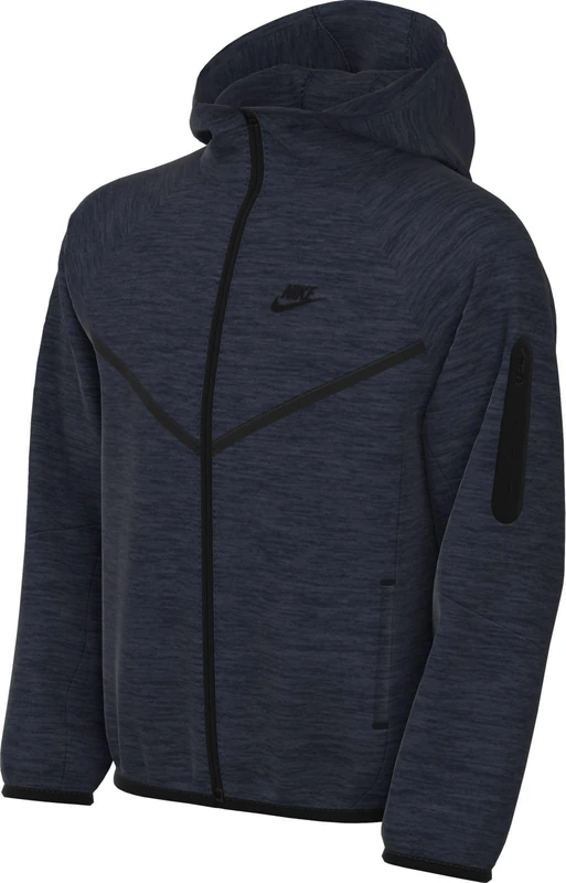 Nike Sportswear Tech HV5867-473 Fleece Hooded Jacket for Older Children, Obsidian Heather/Black/Black, XS