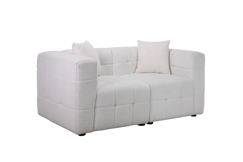 Birlea 2 Seater Sofa Settee White Boucle Teddy Fabric Cloud