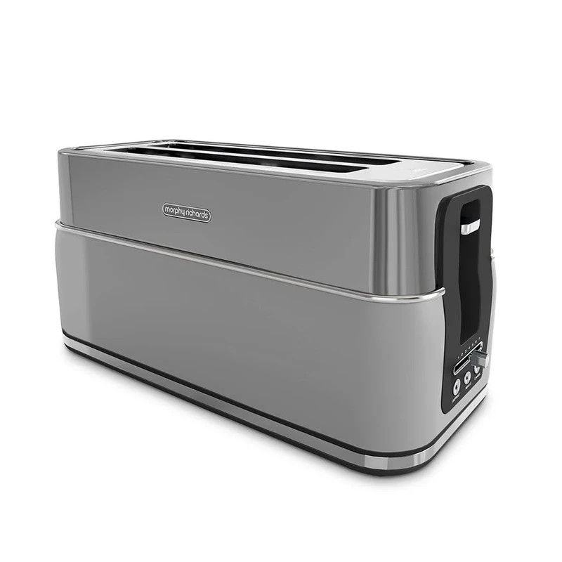 Morphy Richards Signature Matte 4 Slice Toaster, 2 Long Slot Design, Variable Browning, Cancel, Defrost, Reheat, Removable Crumb Tray, 1750W, Grey, 245705