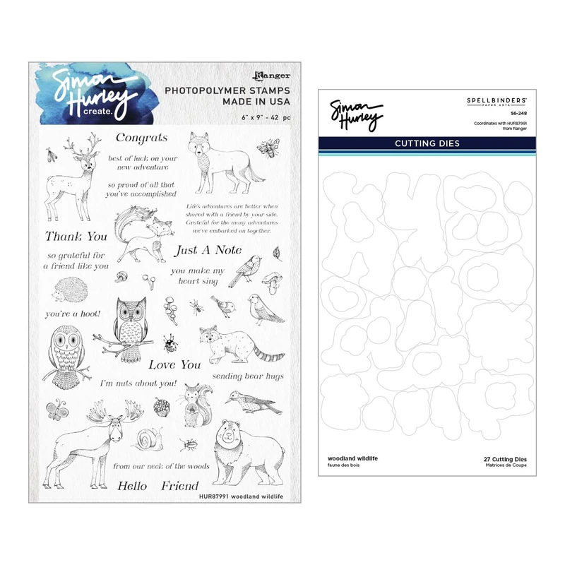 Spellbinders Woodland Wildlife Stamp and Die Bundle by Simon Hurley, Metal, ONE - Image 1