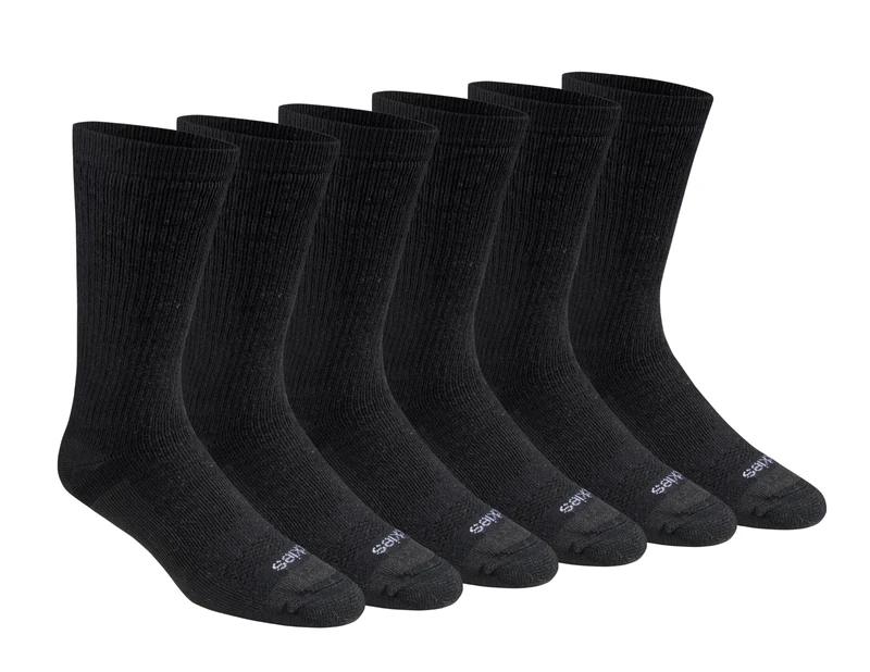 Dickies Men's Dri-tech Moisture Control Max Full Cushion Crew Socks, Available in M-XL (6, 12, Solid Black (6 Pairs), X-Large