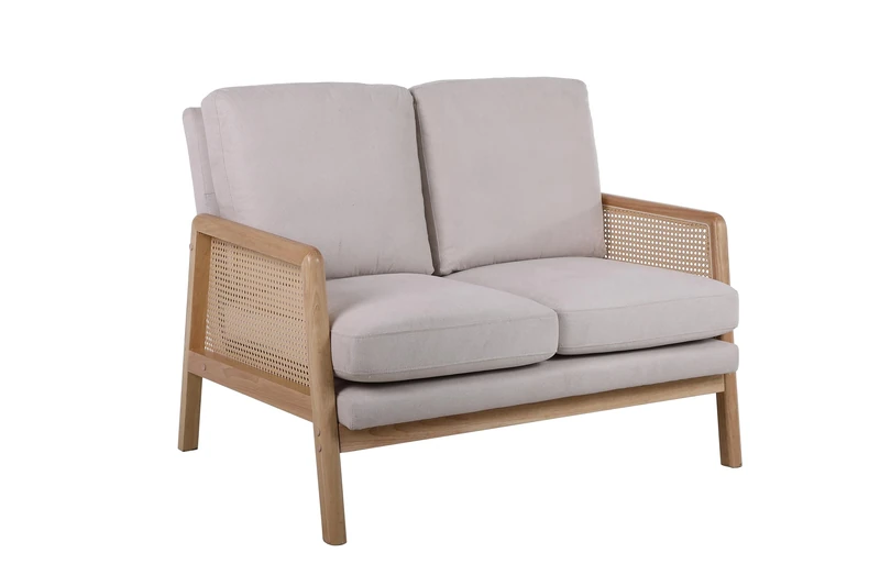 Birlea 2 Seater Sofa Settee Rattan White Fabric Ivy