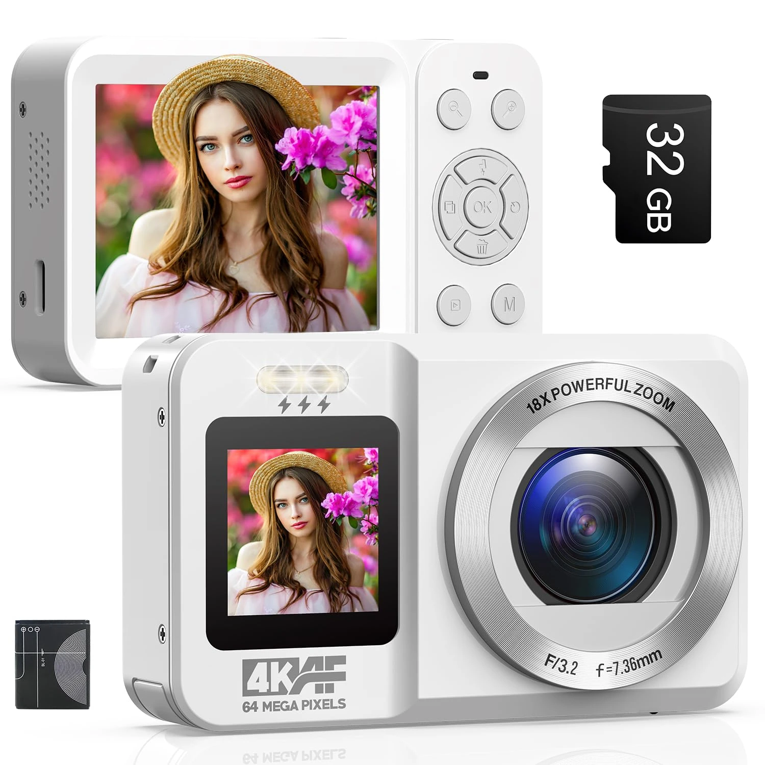 CAMWORLD 4K Digital Camera 64MP Dual Screens