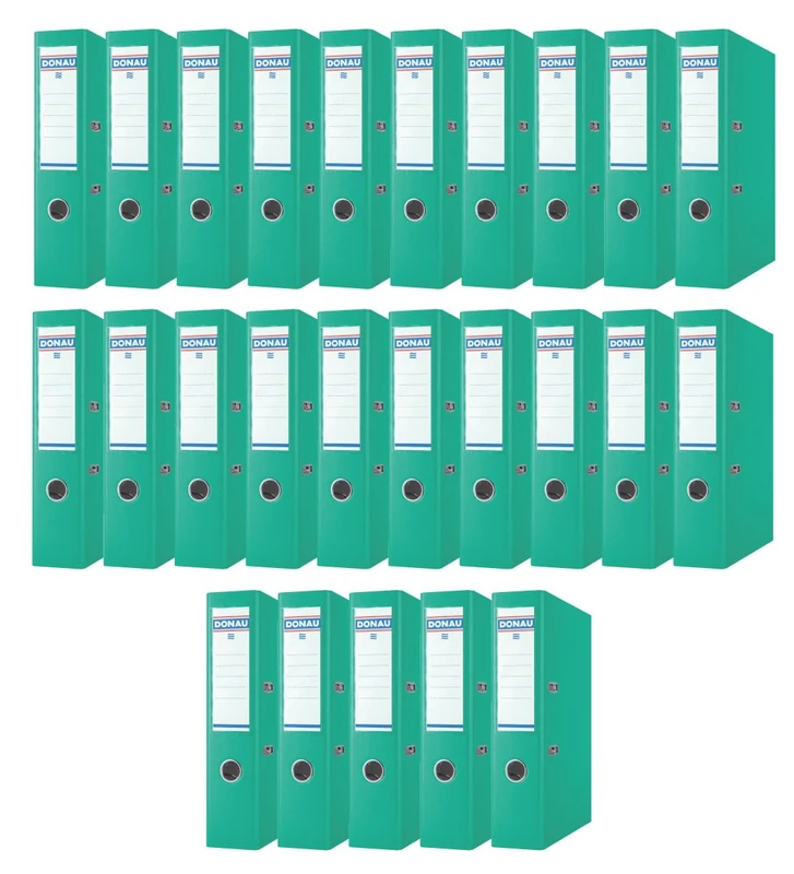 Donau Master Folder Wide Pack of 25 / DIN A4 / 7.5 cm / 25 Pieces/Turquoise/Plastic Cover Polypropylene/Cardboard Slotted Folder Office Folder Ring Binder/Green Dot