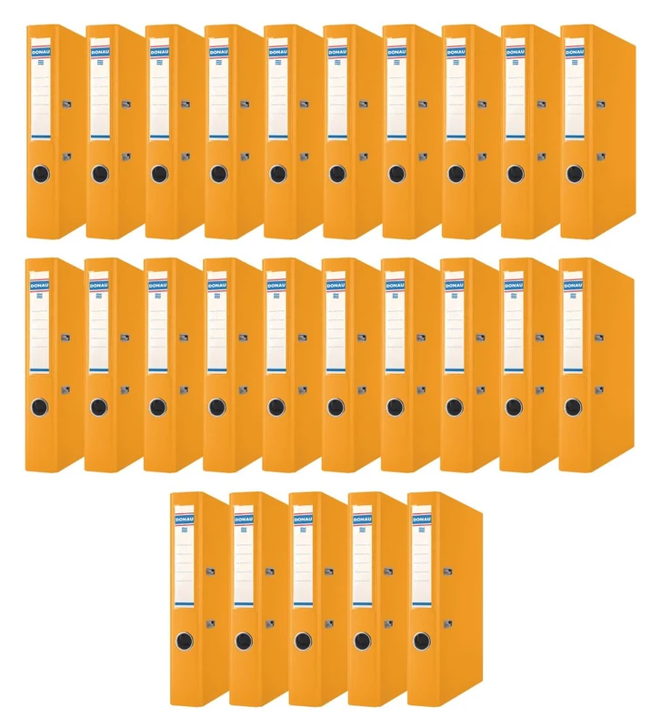 Donau Master Folder Slim Pack of 25 / DIN A4 / 5 cm / 25 Pieces/Orange/Plastic Cover PP/Carton Paper Slotted Folder Office Folder Ring Binder/Green Dot