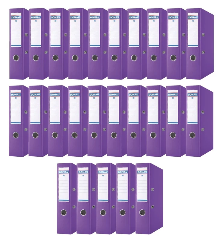Donau Master Folder Wide Pack of 25 / DIN A4 / 7.5 cm / 25 Pieces/Purple/Plastic Cover PP/Carton Paper Slotted Folder Office Folder Ring Binder/Green Dot