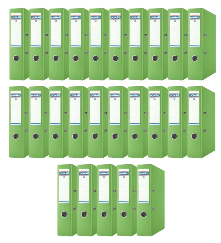 Donau Master Folder Wide Pack of 25 / DIN A4 / 7.5 cm / 25 Pieces/Light Green/Plastic Cover PP/Carton Paper Slotted Folder Office Folder Ring Binder/Green Dot