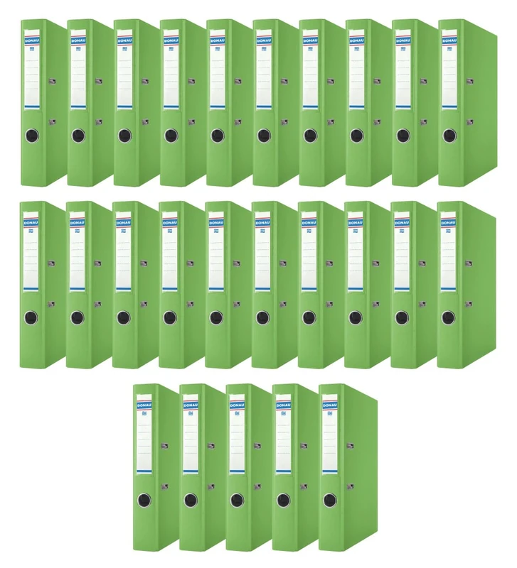 Donau Master Folder Slim Pack of 25 DIN A4 5 cm 25 Pieces Light Green Plastic Cover PP Carton Paper Slotted Folder Ring Binder Green Dot