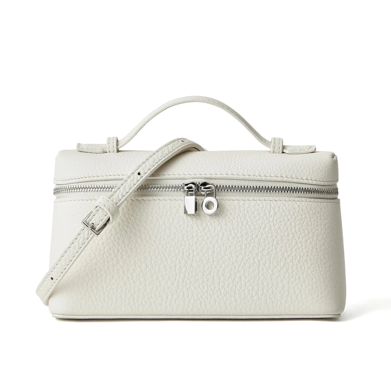 Doris&Jacky Small Leather Crossbody Bag for Women Designer Mini Top Handle Phone Pouch Bag with Adjustable Shoulder Strap, White