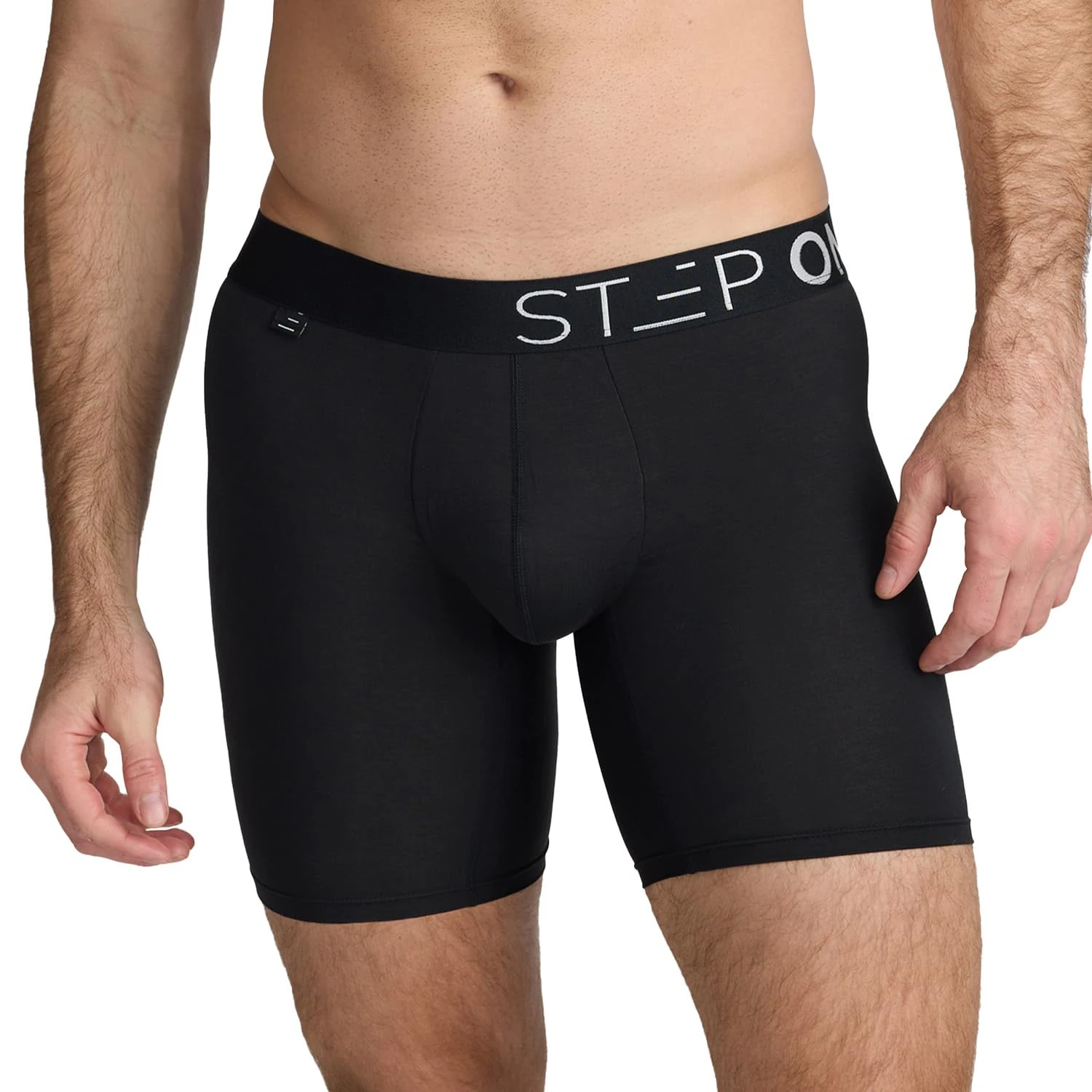 STEP ONE Mens Boxers Shorts, 1 Pair, Anti Chafing Underwear for Men, Moisture-Wicking Boxer Shorts with 3D Pouch. Fabric Made from Organic Bamboo Black XL