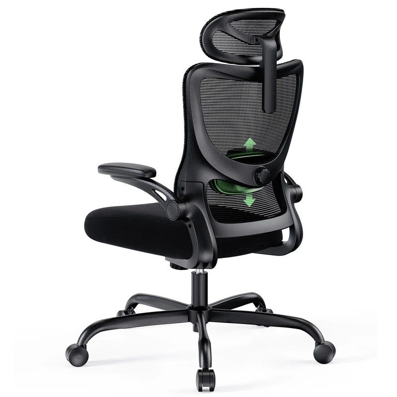 Marsail Ergonomic Office Chair with Adjustable Lumbar Support, Headrest and Armrest, Height Adjustment and Rocker Function, Black
