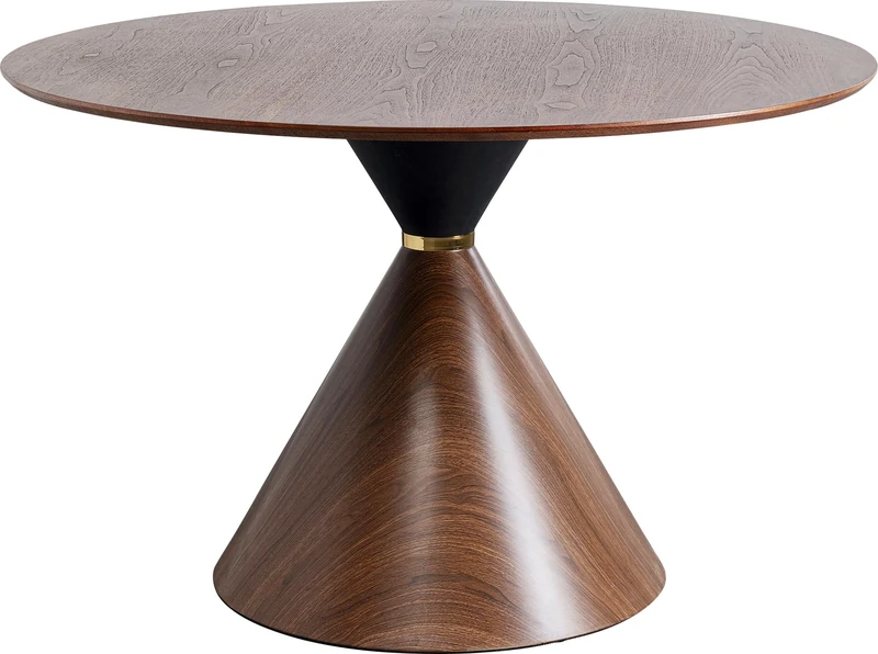 Kare Design Table Cono Walnut, Brown, Tabletop Wooden Look, Base Wood Finish, Round Diameter 120cm, Seats 4-6 People, Dining Table, Furniture for Eating in Living Room, Kitchen