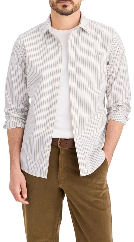 Dockers Men's LS Ultimate Slim Shirt, Erwin Lucent White, Avocado, Calcite Pink, Golden Brown, S - Image 1