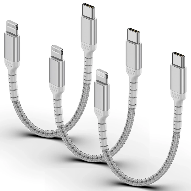 Short USB C Lightning Cable, 15CM 2Pack MFi Certified Braided iPhone USB C Cable Type C Lightning Fast Charging Cord for Apple 14 13 12 11 Pro Max X XR