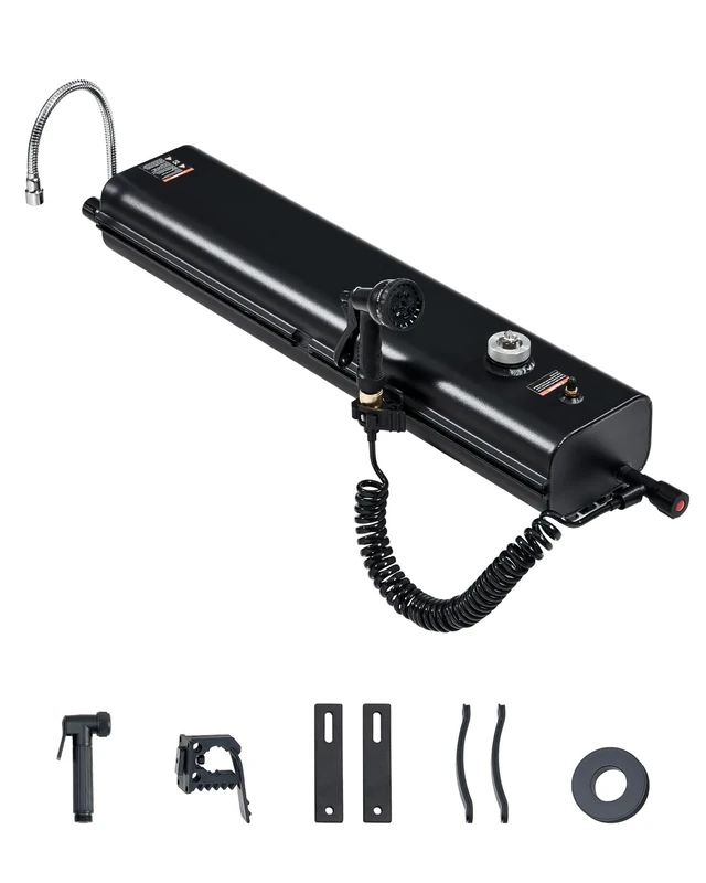 VEVOR Roof Rack Water Tank, 4 Gal, Multi-Dispensing Outdoor Tank with 2 Splash-Guard Panels & T-slot, High-Capacity Aluminum Tank with Pressurization Port, Fit for Trunks, Roll Bars, Crossbars